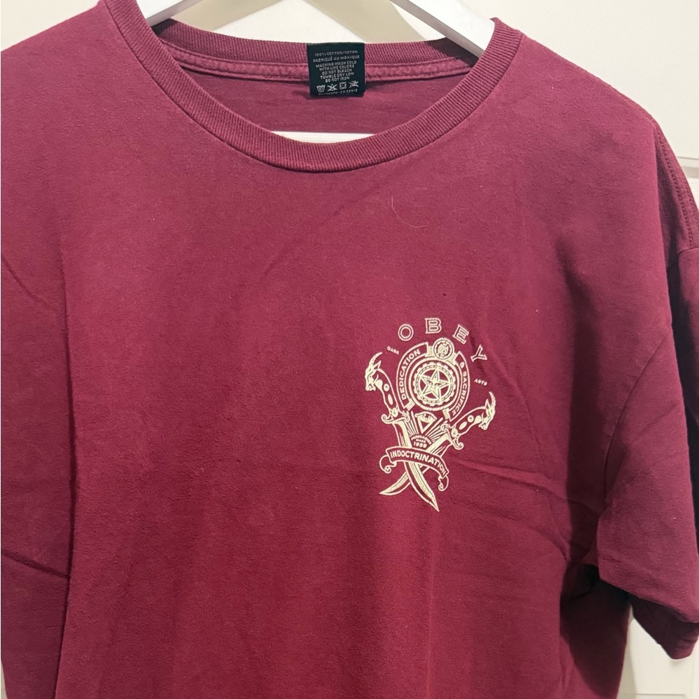 Obey Burgundy Emblem T-Shirt